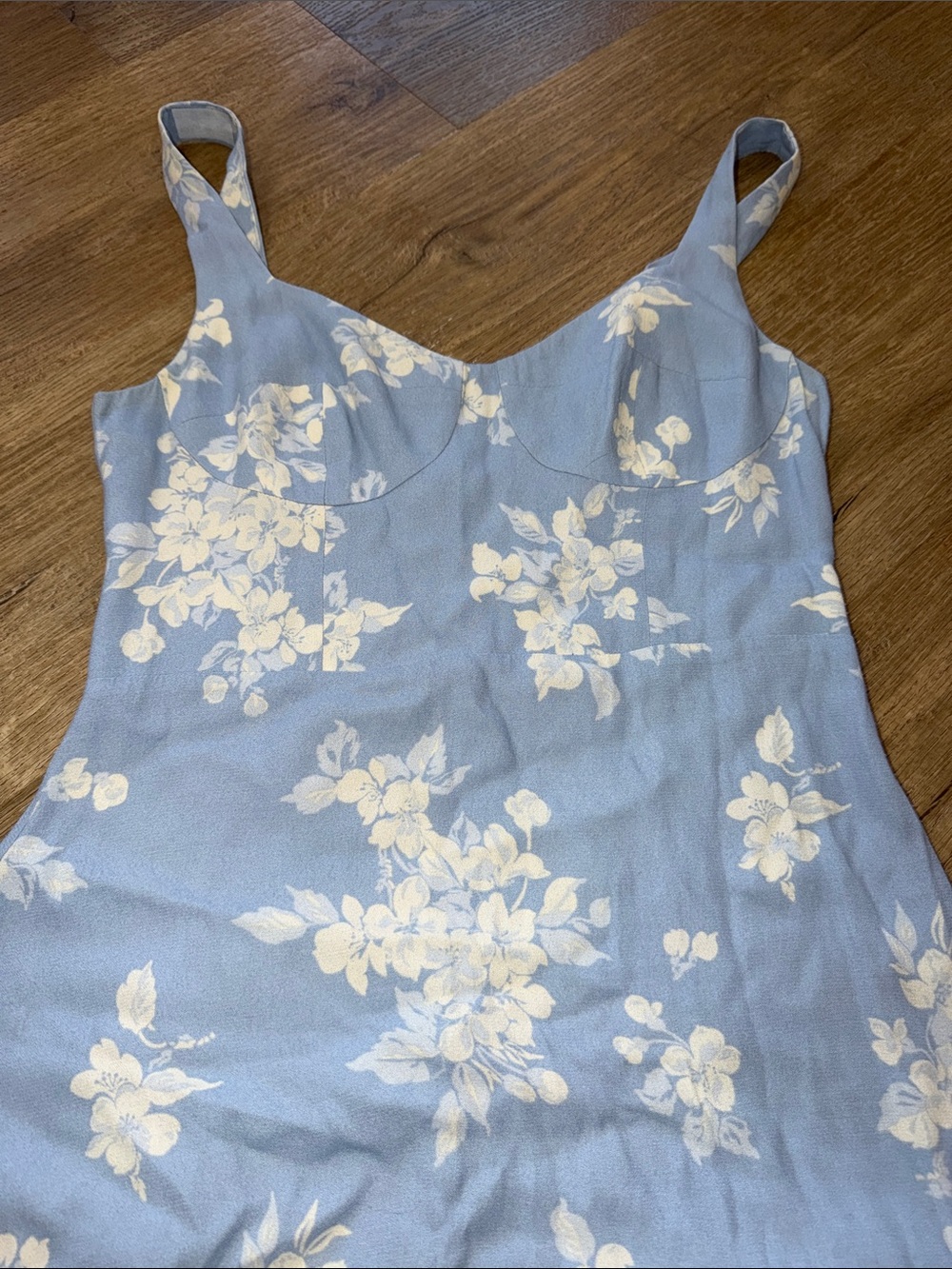Reformation Reverie Dress Pale Blue Floral Blooms Maxi - Picture 15 of 16